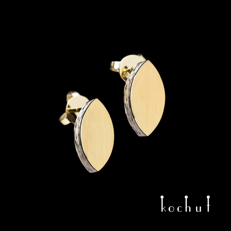 Golden Leaf — earrings made of yellow gold coated with black rhodium
