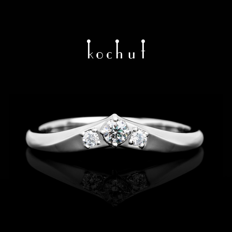 Ring «My Lady». White gold, diamonds, white rhodium