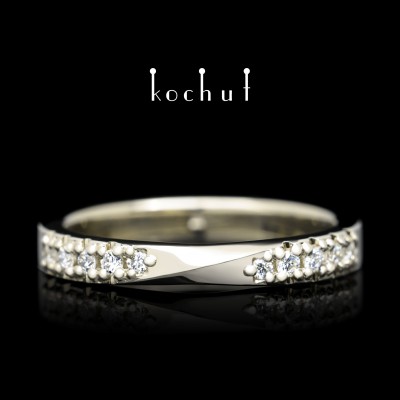 Wedding ring «My inspiration». White gold, diamonds, white rhodium