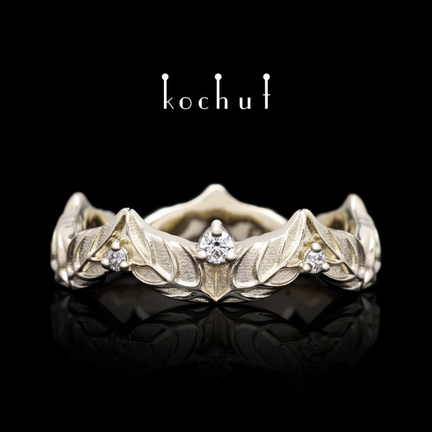 Ring «Forest song». White gold, diamonds 