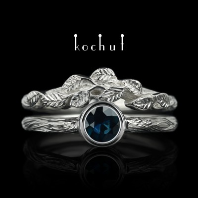 Ring «First meeting». White gold, sapphire, white rhodium