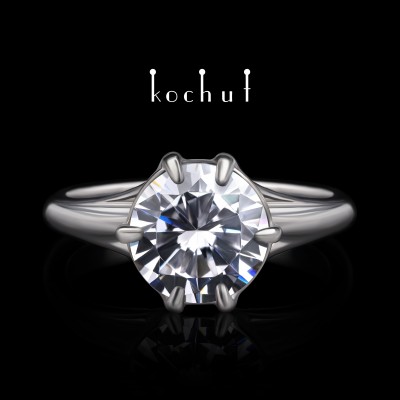 Melian — engagement ring made of white gold with a diamond, plated with white rhodium
