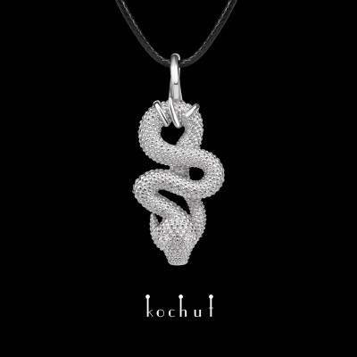 Pendant «Love of the shrew». White gold, white rhodium, diamonds