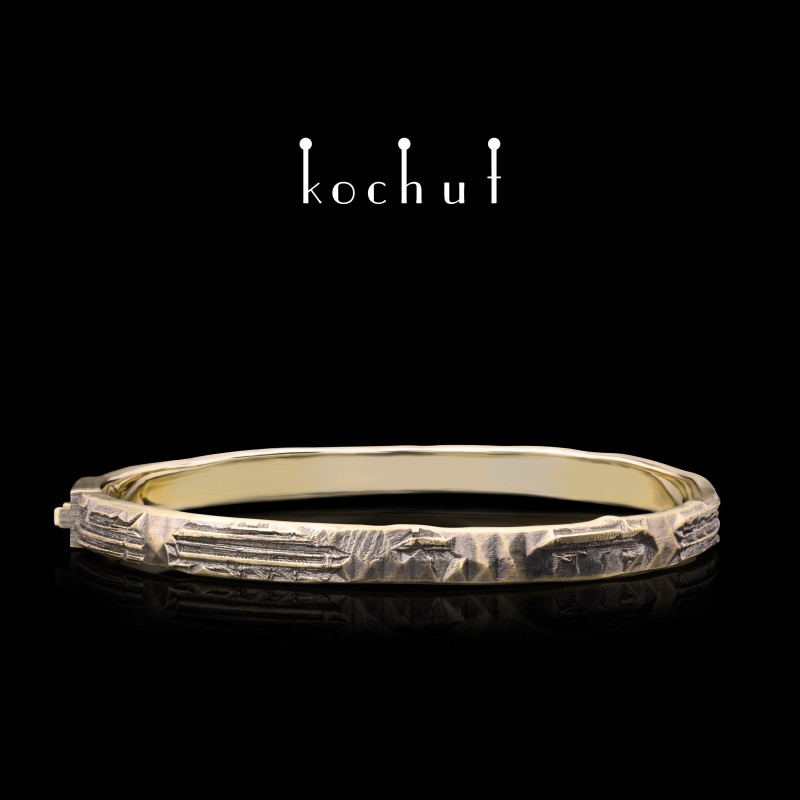 Браслет «Код кохання». Жовте золото, чорний родій