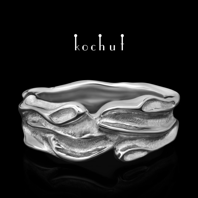 Ring «Philautia». Silver, white rhodium