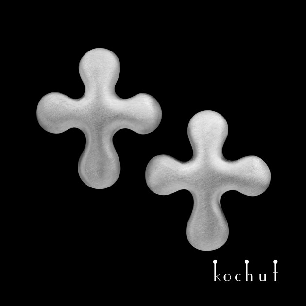 Earrings «Agape». Silver, white rhodium