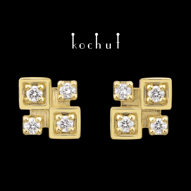 Сережки «Eclat». Жовте золото, діаманти