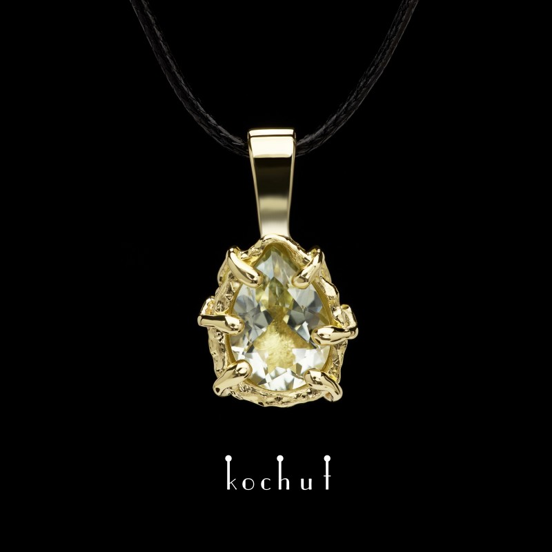 Кулон «Аврора». Жовте золото, зелений аметист