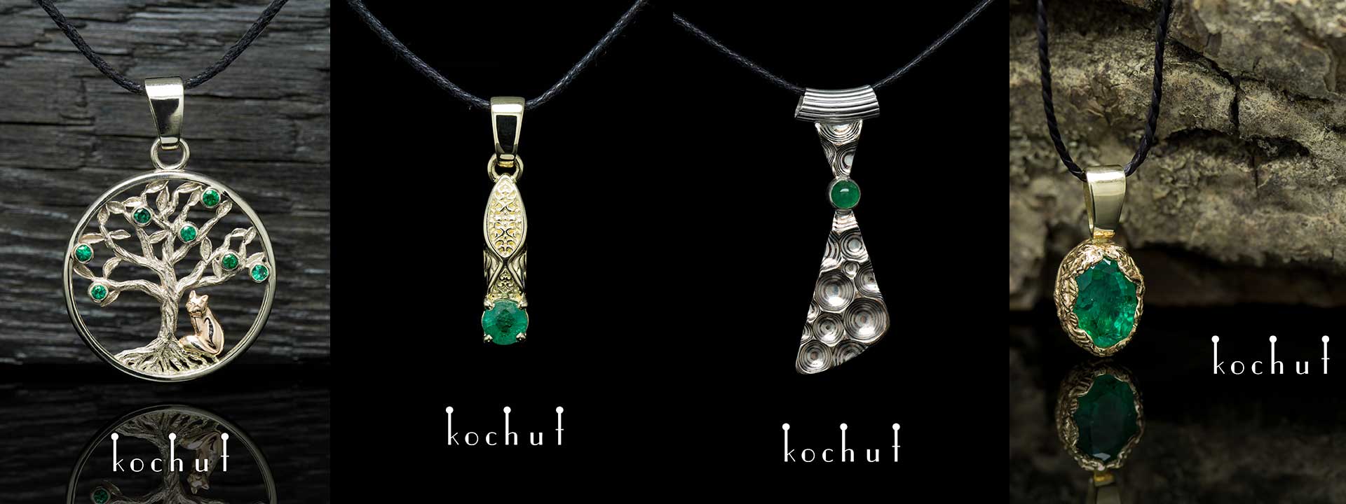 Pendants with emeralds