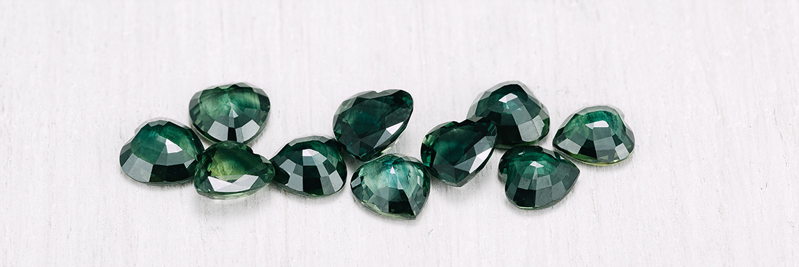 Heart shaped green sapphire